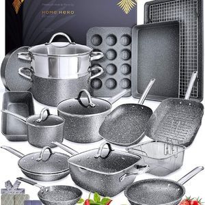 Granite Cookware Sets Nonstick Pots and Pans Set 23Pc
