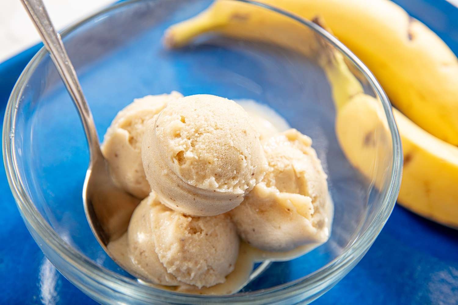 A home cook prepares ingredients to make healthy banana ice cream.