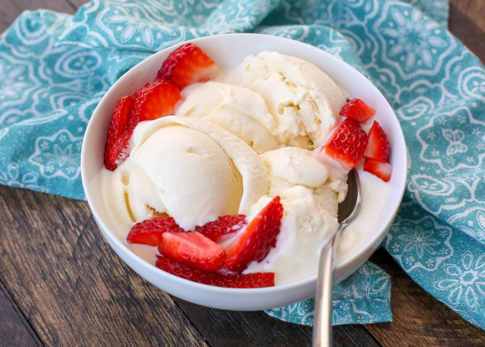 A bowl of ice cream showing common texture issues during the churning process.